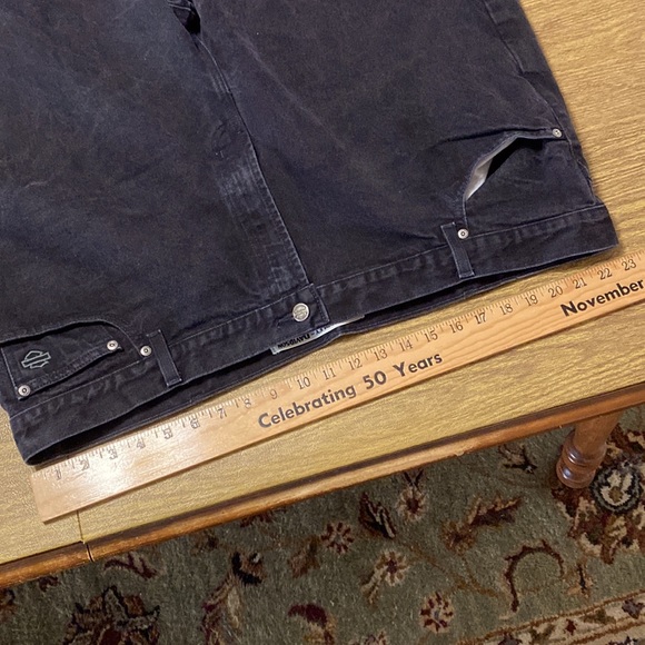 Harley Davidson Motorcycle Lightly Faded Black Short Length Denim Jeans Size 46 - Picture 7 of 10